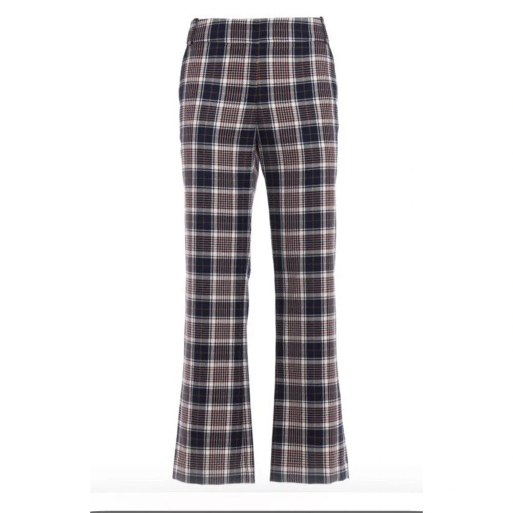 Tory Burch Women's Size 2 Garrett Tartan Plaid Crop Flare Pants Belt Loops